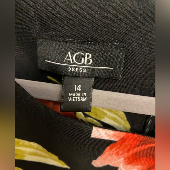 AGB Floral Black Dress size 14 - Picture 3 of 5